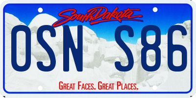 SD license plate 0SNS86