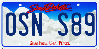 SD license plate 0SNS89