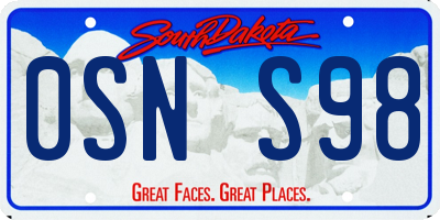 SD license plate 0SNS98