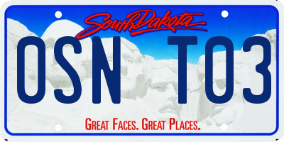 SD license plate 0SNT03