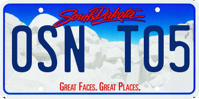 SD license plate 0SNT05