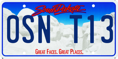 SD license plate 0SNT13