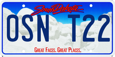 SD license plate 0SNT22