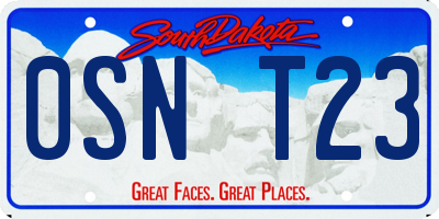 SD license plate 0SNT23