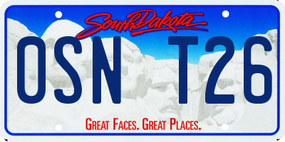 SD license plate 0SNT26
