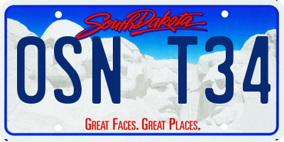 SD license plate 0SNT34