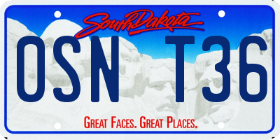 SD license plate 0SNT36
