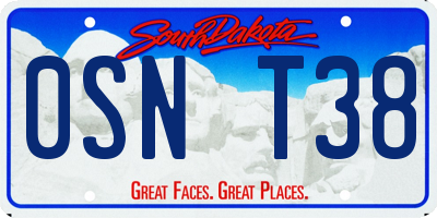SD license plate 0SNT38