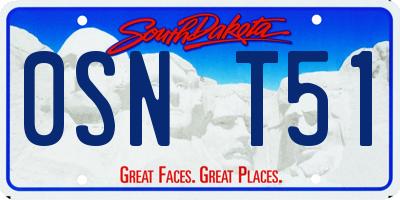 SD license plate 0SNT51