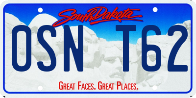 SD license plate 0SNT62