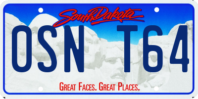 SD license plate 0SNT64