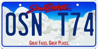 SD license plate 0SNT74