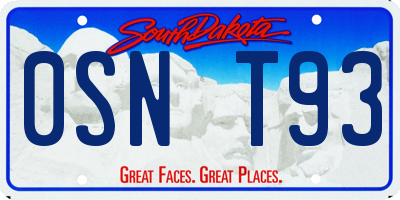 SD license plate 0SNT93