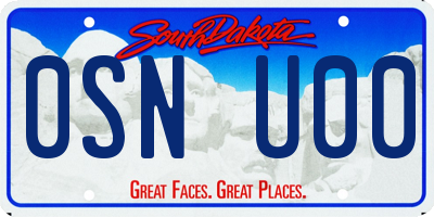 SD license plate 0SNU00