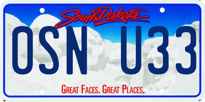 SD license plate 0SNU33