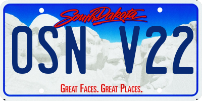 SD license plate 0SNV22