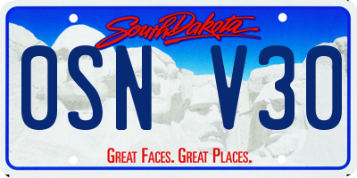 SD license plate 0SNV30