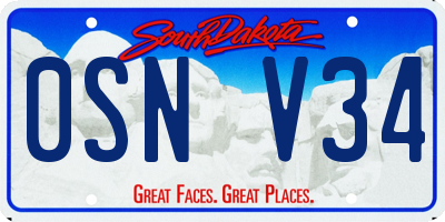 SD license plate 0SNV34
