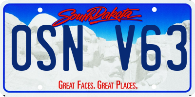 SD license plate 0SNV63