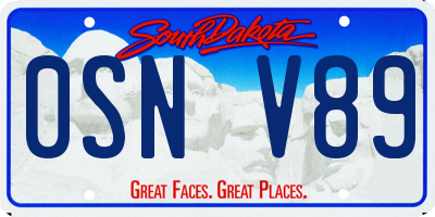 SD license plate 0SNV89