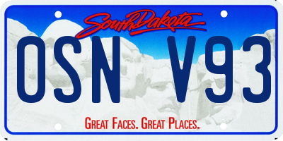 SD license plate 0SNV93