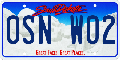 SD license plate 0SNW02
