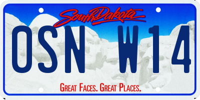 SD license plate 0SNW14