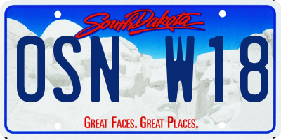 SD license plate 0SNW18