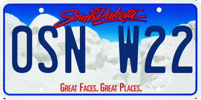 SD license plate 0SNW22