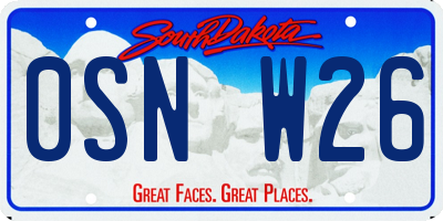 SD license plate 0SNW26