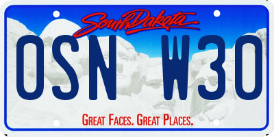 SD license plate 0SNW30