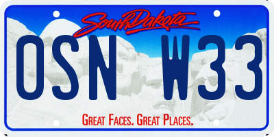 SD license plate 0SNW33