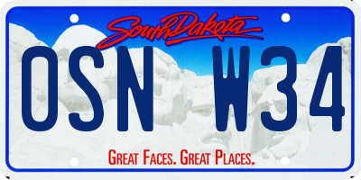 SD license plate 0SNW34