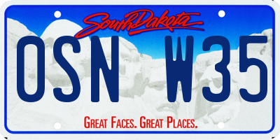 SD license plate 0SNW35