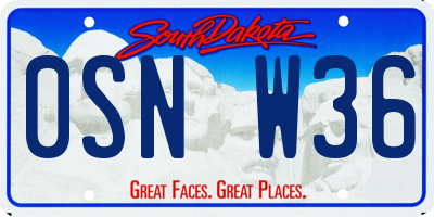 SD license plate 0SNW36