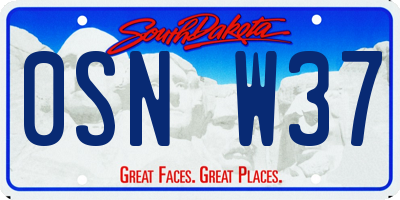 SD license plate 0SNW37