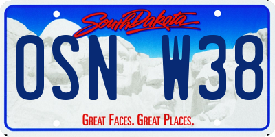 SD license plate 0SNW38