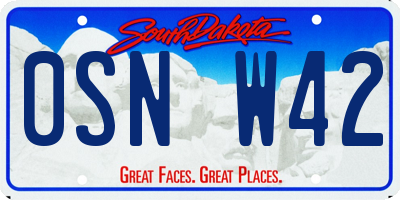 SD license plate 0SNW42
