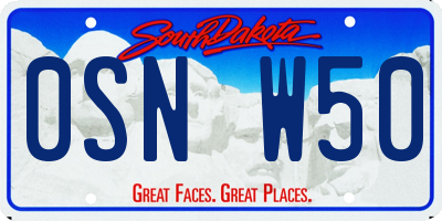 SD license plate 0SNW50