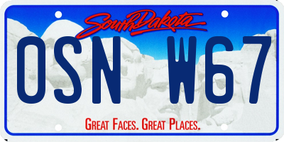 SD license plate 0SNW67