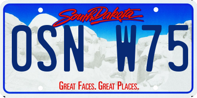 SD license plate 0SNW75