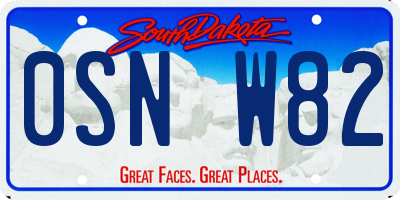 SD license plate 0SNW82