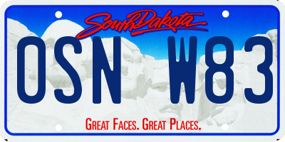 SD license plate 0SNW83