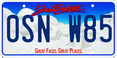 SD license plate 0SNW85