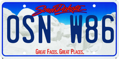 SD license plate 0SNW86