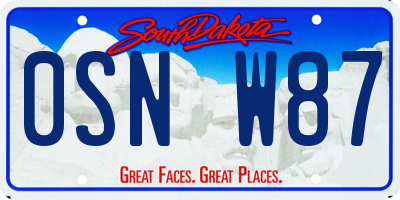 SD license plate 0SNW87