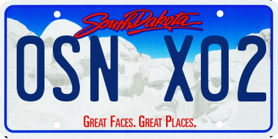 SD license plate 0SNX02
