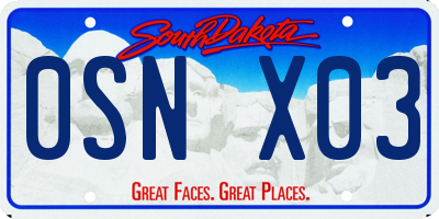 SD license plate 0SNX03