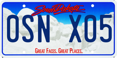 SD license plate 0SNX05
