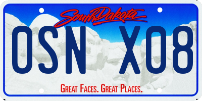 SD license plate 0SNX08